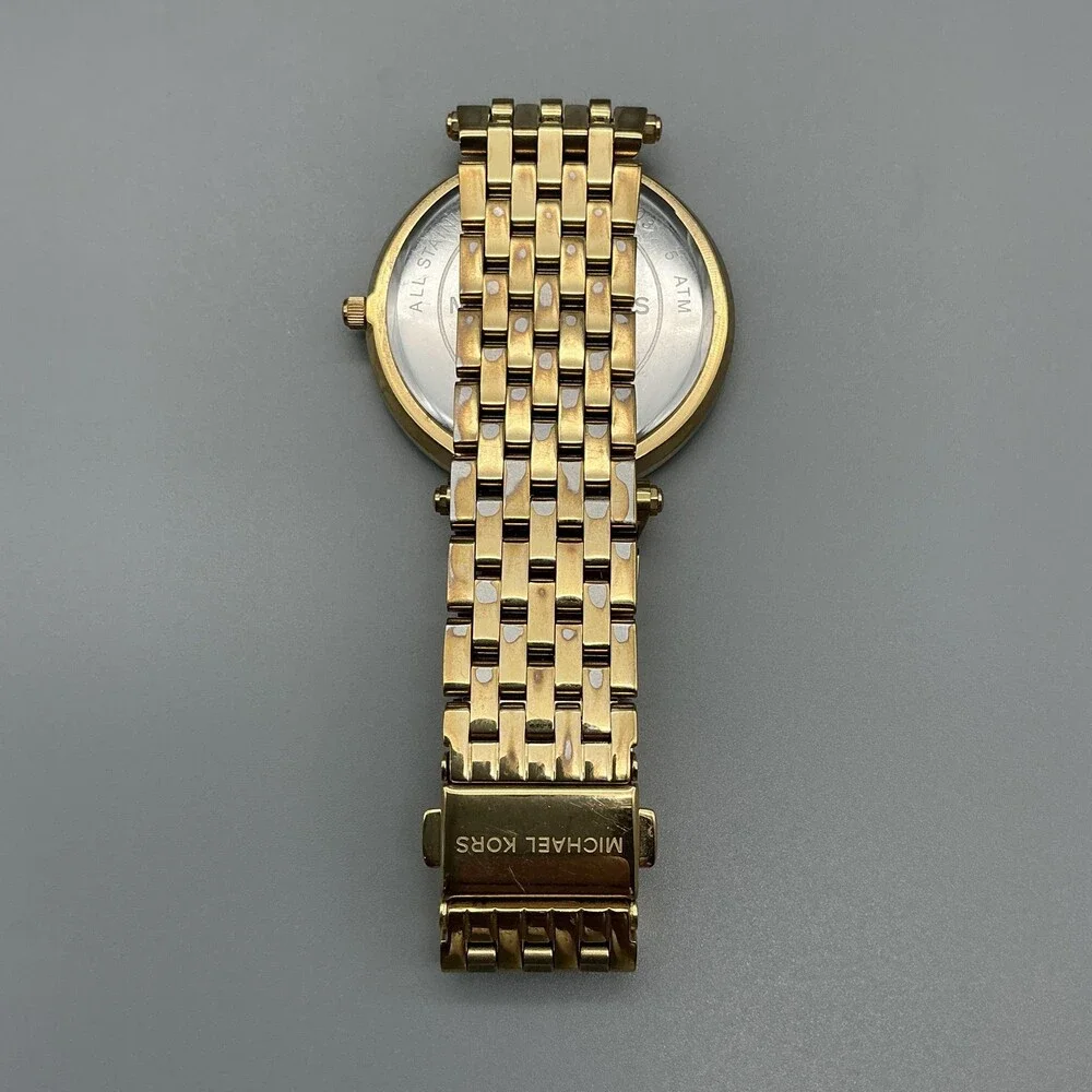 Michael Kors Darci Womens Watch 39mm Gold Crystals MK-3191 New Battery 6.25" - Picture 9 of 15